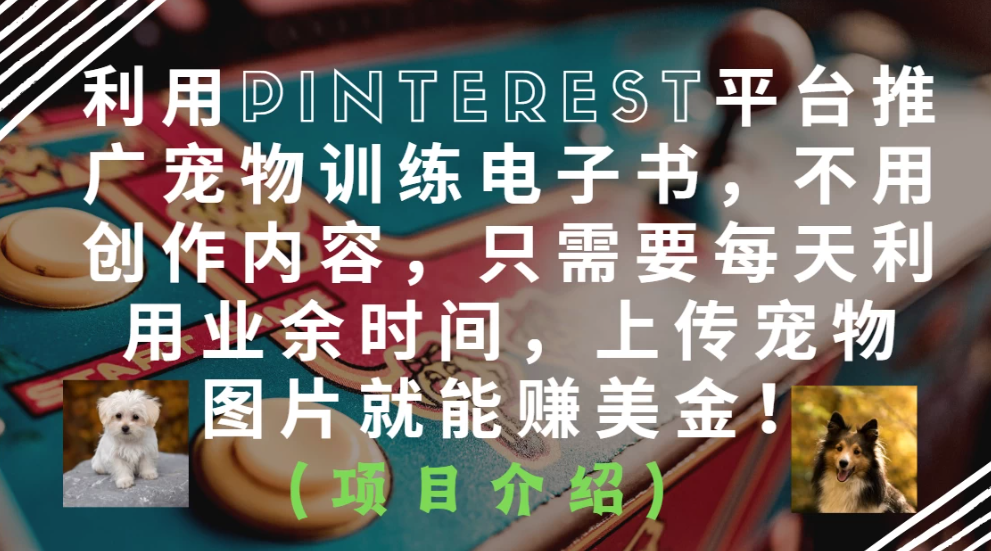 利用Pinterest平台推广宠物训练电子书，不用创作内容，只需要每天利用业余时间，上传宠物图片就能赚美金！-一米多聚合推