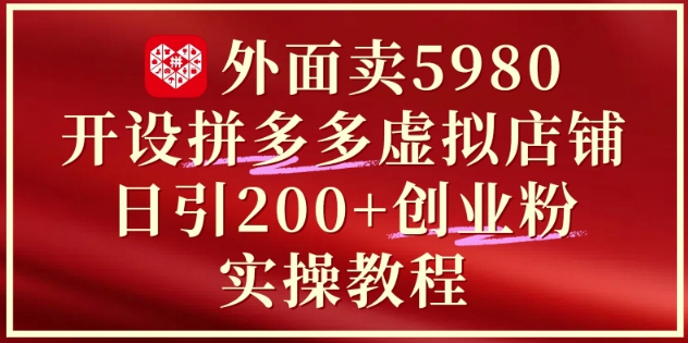 外面卖5980开设拼多多虚拟店铺：单日引流200+创业付费粉实战教程-一米多聚合推