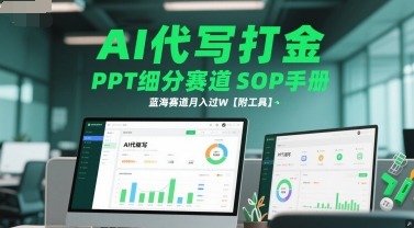 AI代写打金，PPT细分赛道SOP手册，蓝海赛道月入过W【附工具】-一米多聚合推