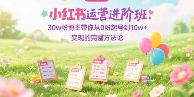 （15318期）小红书运营进阶班：30w粉博主带你从0粉起号到10w+变现的完整方法论-一米多聚合推