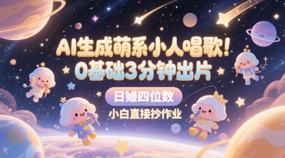 AI生成萌系小人唱歌，0基础3分钟出片，28个作品涨粉8.9W，单条最高19W赞，日入四位数，小白直接抄作业-一米多聚合推