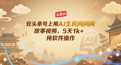 在头条号上用AI生民间故事视频，5天1k+，纯软件操作-一米多聚合推