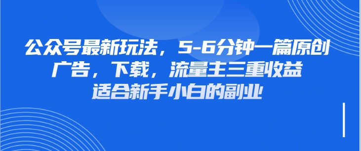 公众号最新玩法，广告，下载，流量主三重收益，非常适合新手小白的项目-一米多聚合推