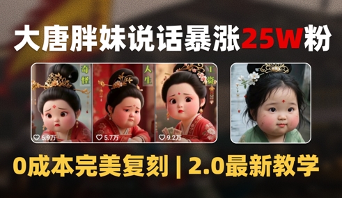 AI大唐胖贵妃说话2.0，40条视频暴涨40w粉，附独家变现攻略-一米多聚合推