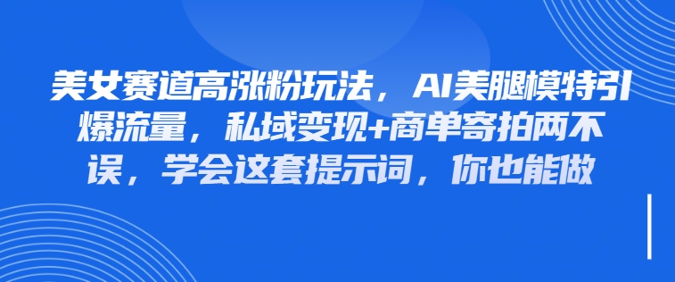 美女赛道高涨粉玩法，AI美腿模特引爆流量，私域变现+商单寄拍两不误，学会这套提示词，你也能做-一米多聚合推