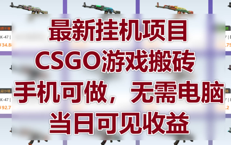 最新挂机项目，CSGO游戏搬砖，手机可做，无需电脑，当日见收益-一米多聚合推