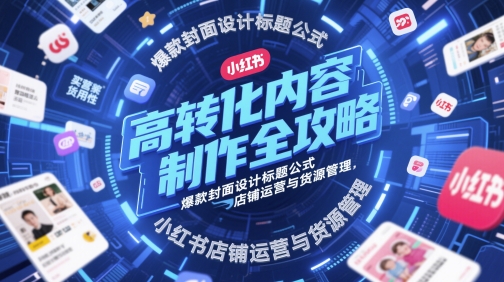 高转化内容制作全攻略，爆款封面设计标题公式，小红书店铺运营与货源管理-一米多聚合推