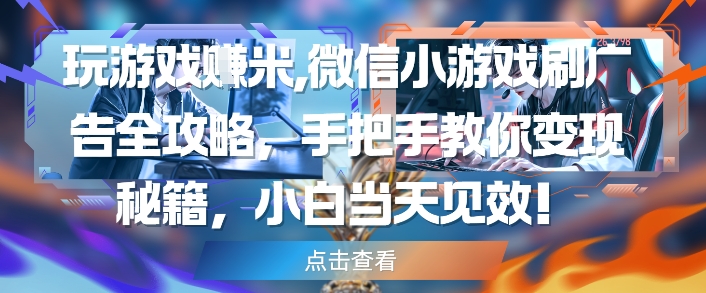 玩游戏挣米，微信小游戏刷广告全攻略，手把手教你变现秘籍，小白当天见效-一米多聚合推
