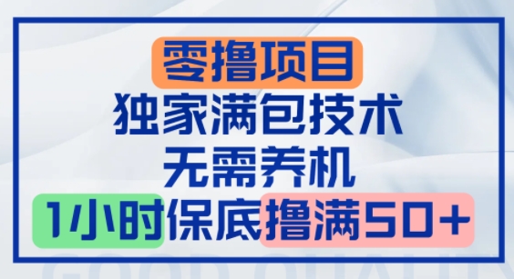 零撸顶配玩法，独家满包技术，无需养机，1小时保底撸满50+-一米多聚合推