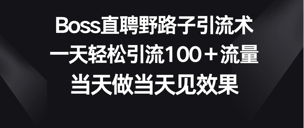 Boss直聘野路子引流术，一天轻松引流100+流量，当天做当天见效果-一米多聚合推