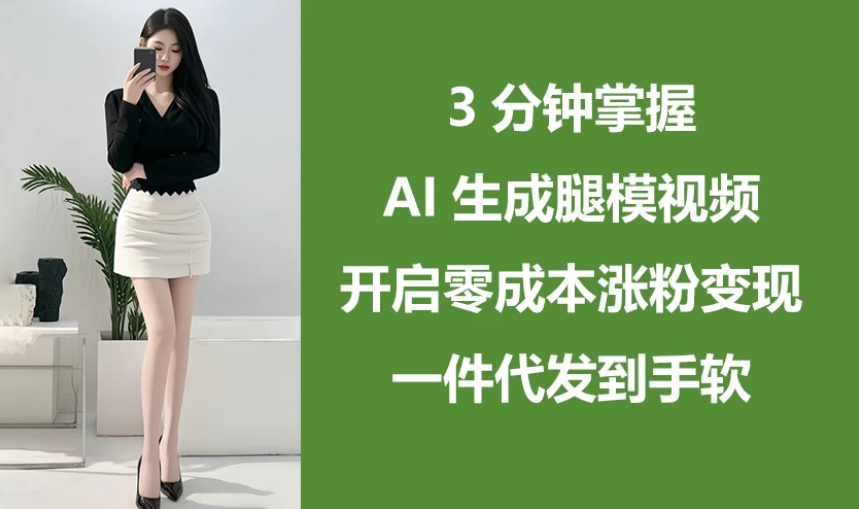 3分钟掌握AI生成腿模视频，开启0成本涨粉变现，一件代发到手软-一米多聚合推