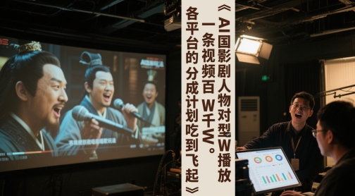 AI三国影视剧人物对口型唱歌玩法，一条视频百W千W播放，各平台的分成计划吃到飞起-一米多聚合推