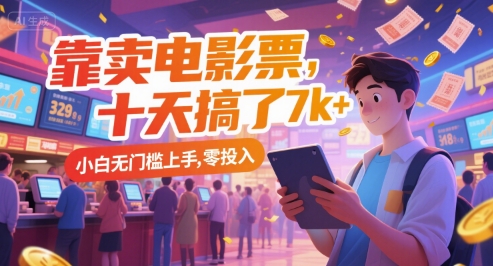 靠卖电影票，十天搞了7k+，小白无门槛上手，零投入【揭秘】-一米多聚合推