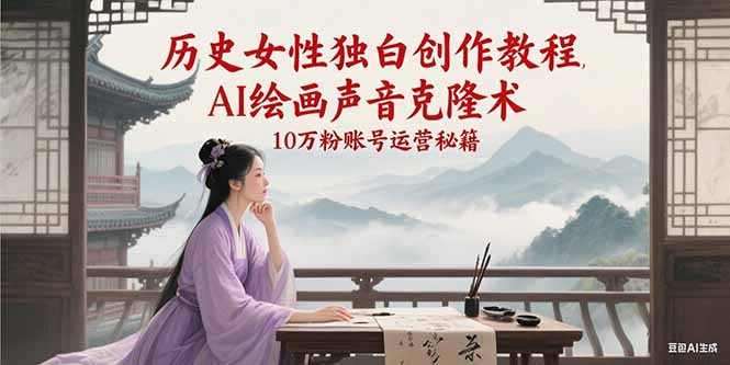 历史女性独白创作教程，AI绘画声音克隆术，10万粉账号运营秘籍-一米多聚合推