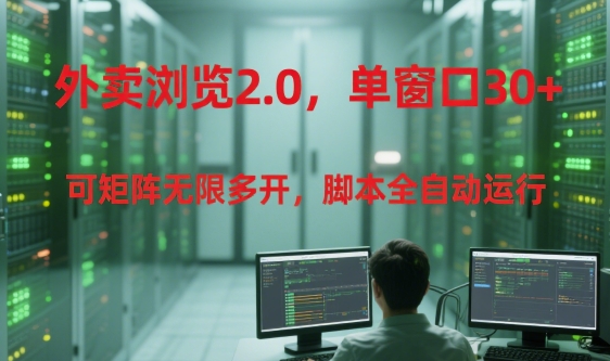 外卖浏览2.0，单窗口30+可矩阵无限多开，脚本全自动运行【揭秘】-一米多聚合推