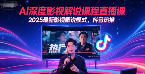AI深度影视解说课程直播课，2025最新影视解说模式，抖音热推-一米多聚合推