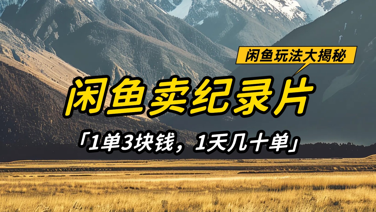 闲鱼卖纪录片，简单又赚钱的小项目，1单3块钱 1天几十单-一米多聚合推