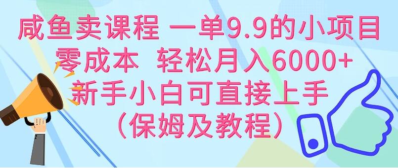 咸鱼卖课程 一单9.9的小项目  零成本  轻松月入6000+新手小白可直接上手（保姆级教程）-一米多聚合推