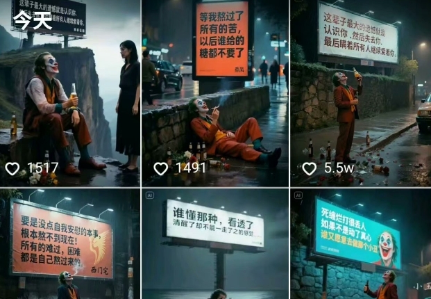 一条视频竟然15W赞！用AI制作小丑自嘲扎心文案视频，当下非常火爆的短视频流量神器-一米多聚合推