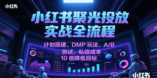 小红书聚光投放实战全流程，计划搭建、DMP玩法、A/B测试，私信成本10倍降低目标-一米多聚合推