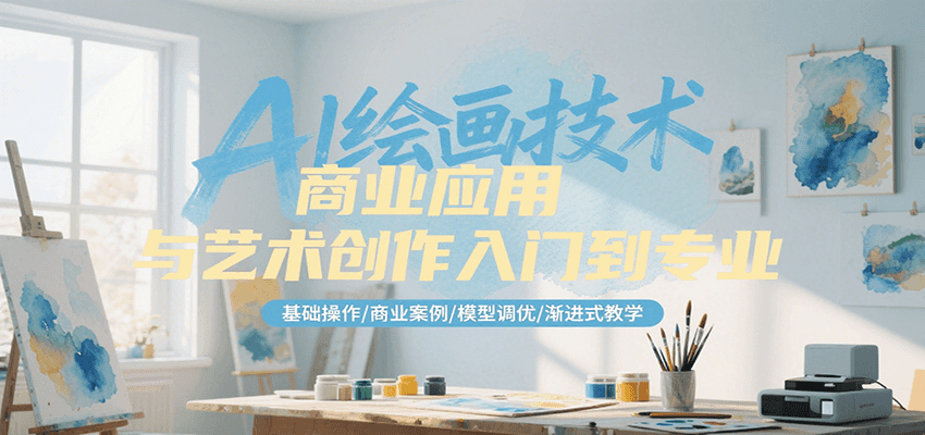 AI绘画技术商业应用与艺术创作入门到专业，基础操作/商业案例/模型调优/渐进式教学-一米多聚合推