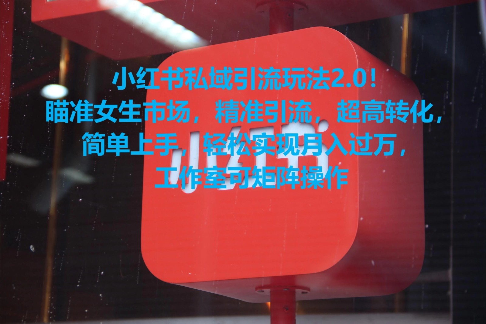 小红书私域引流玩法2.0！瞄准女生市场，精准引流，超高转化，简单上手，轻松实现月入过万，工作室可矩阵操作-一米多聚合推