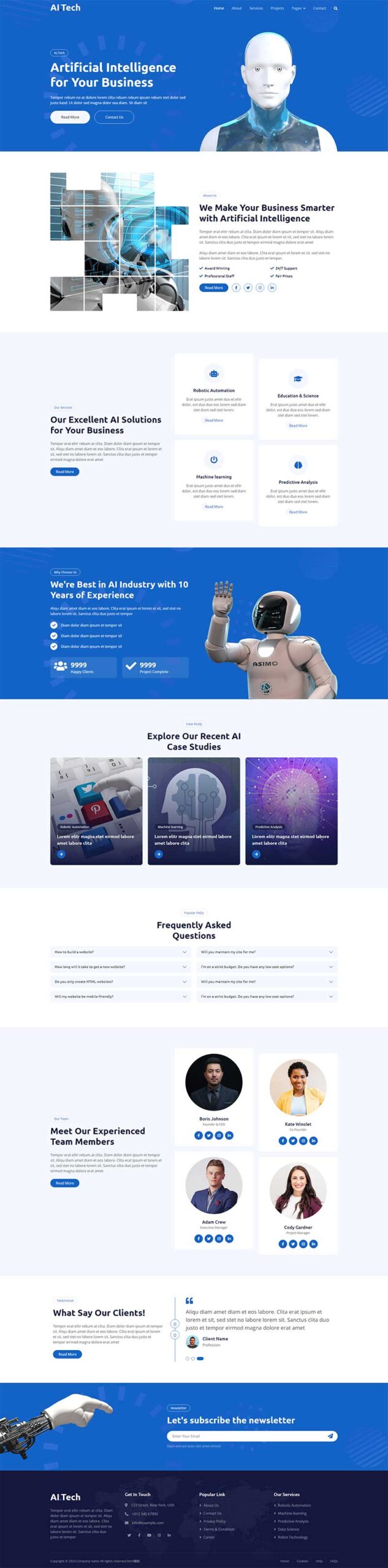 蓝色人工智能科技公司html5模板-一米多聚合推