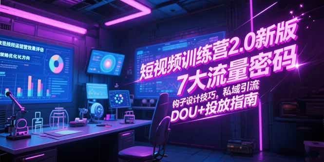 （15255期）短视频训练营2.0新版，7大流量密码/钩子设计技巧/私域引流/DOU+投放指南-一米多聚合推