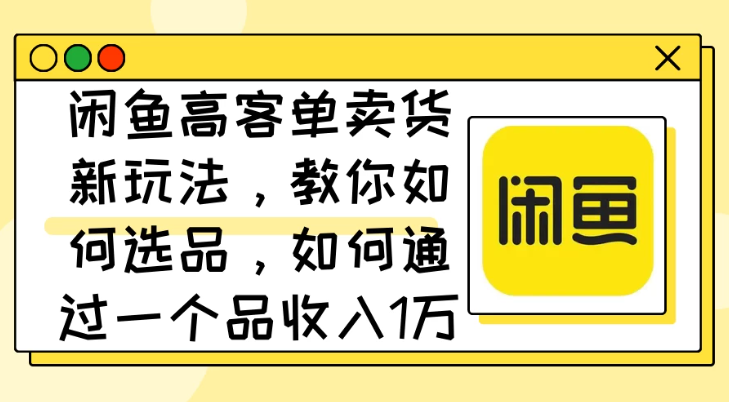 闲鱼高客单卖货新玩法，教你如何选品，如何通过一个品收入1万+-一米多聚合推