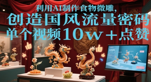 利用AI制作食物微雕，创造国风流量密码，单个视频10w+点赞-一米多聚合推