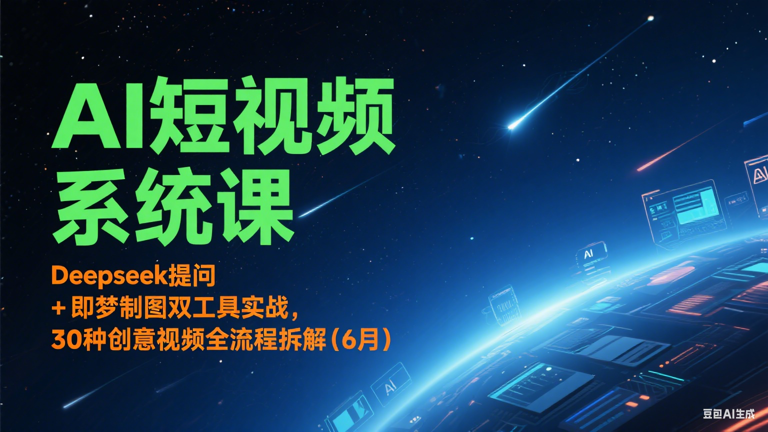 AI短视频系统课：Deepseek提问 + 即梦制图双工具实战，30种创意视频全流程拆解(6月)-一米多聚合推