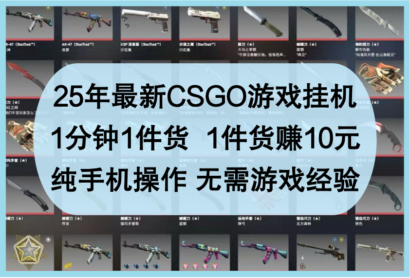 25年最新CSGO游戏挂机，1分钟1件货，1件货赚10元，纯手机操作，无需游戏经验-一米多聚合推