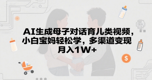 AI生成母子对话育儿类视频，小白宝妈轻松学，多渠道变现，月入1W+-一米多聚合推