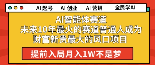 AI智能体赛道未来10年最火的赛道普通人成为财富新贵最大的风口项目提前入局月入1W-一米多聚合推