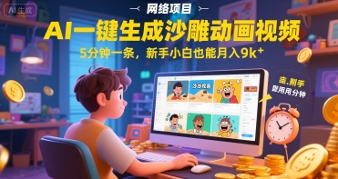 AI一件生成沙雕动画视频，5分钟一条，新手小白也能月入9k+-一米多聚合推