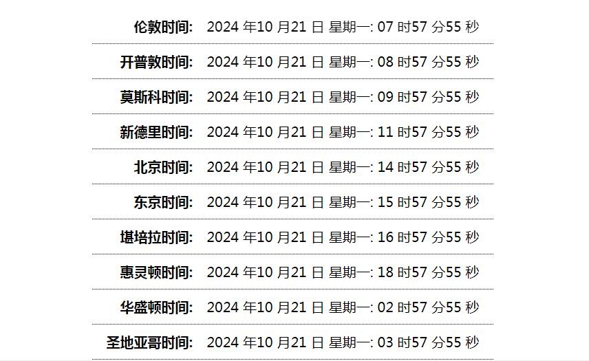 世界时间单页网站HTML源码-一米多聚合推