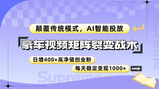 （14903期）豪车视频矩阵裂变战术，颠覆传统模式，AI智能投放，日增400+高净值创业…-一米多聚合推
