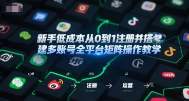 新手低成本从0到1注册并搭建多账号全平台矩阵操作教学，手机号-邮箱-IP-工具-一米多聚合推