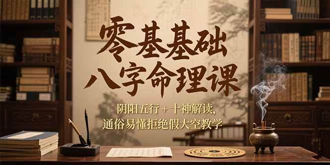 （15283期）零基础八字命理课，阴阳五行+十神解读，通俗易懂拒绝假大空教学-一米多聚合推