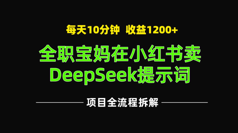全职宝妈在小红书卖DeepSeek提示词，一天收益1200+-一米多聚合推