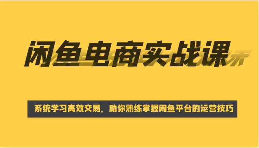 闲鱼电商实战课，系统学习高效交易，助你熟练掌握闲鱼平台的运营技巧-一米多聚合推