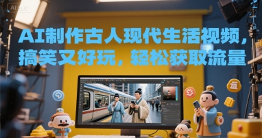 AI制作古人现代生活视频，搞笑又好玩，轻松获取流量-一米多聚合推