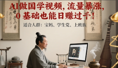 AI做国学视频，流量暴涨 ，0 基础也能日入多张-一米多聚合推