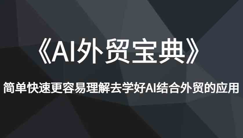 《AI外贸宝典》简单快速更容易理解去学好AI结合外贸的应用-一米多聚合推