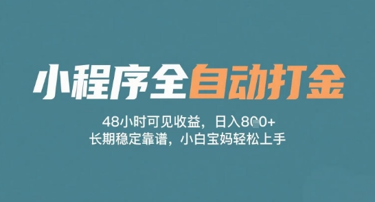 小程序全自动打金，48小时可见收益，日入多张，长期稳定靠谱，小白宝妈轻松上手【揭秘】-一米多聚合推