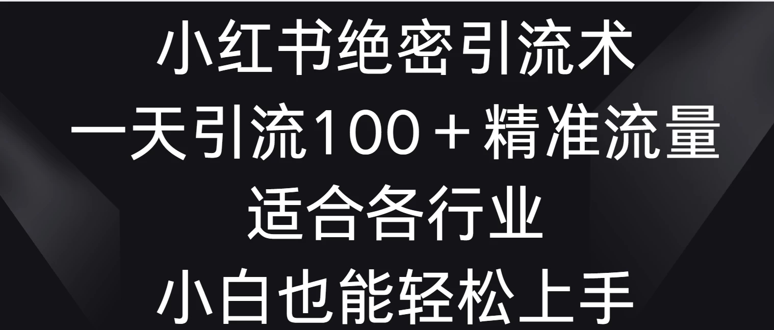 小红书绝密引流术，一天引流100＋精准流量，适合各个行业，小白也能轻松上手-一米多聚合推