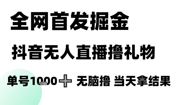 全网首发掘金抖音无人直播撸礼物，单号1k +无脑撸，当天拿结果【揭秘】-一米多聚合推