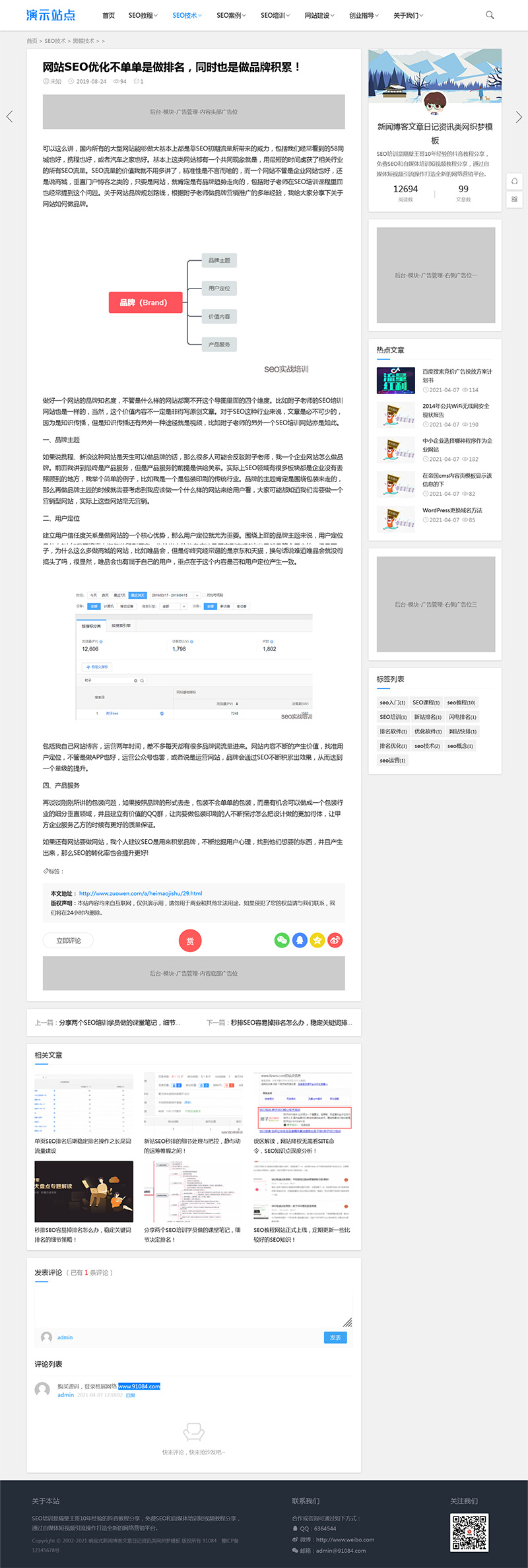 好看的个人博客织梦网站模板-一米多聚合推