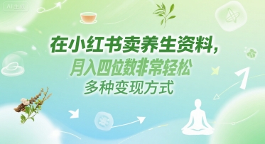 在小红书卖养生资料，月入四位数非常轻松，多种变现方式-一米多聚合推