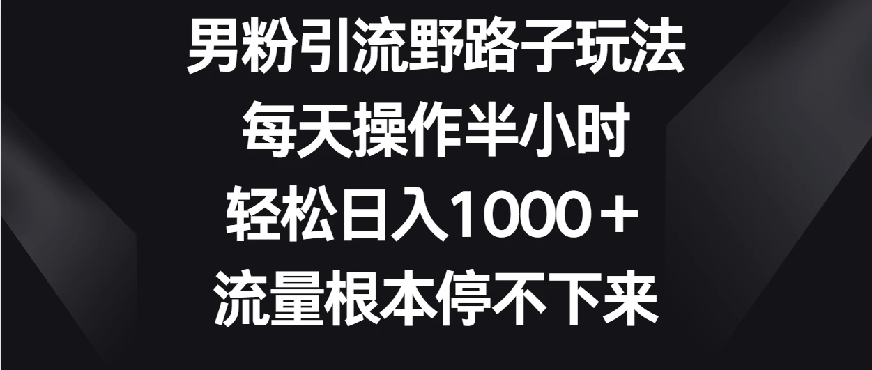 男粉引流野路子玩法，每天操作半小时轻松日入1000＋，流量根本停不下来-一米多聚合推